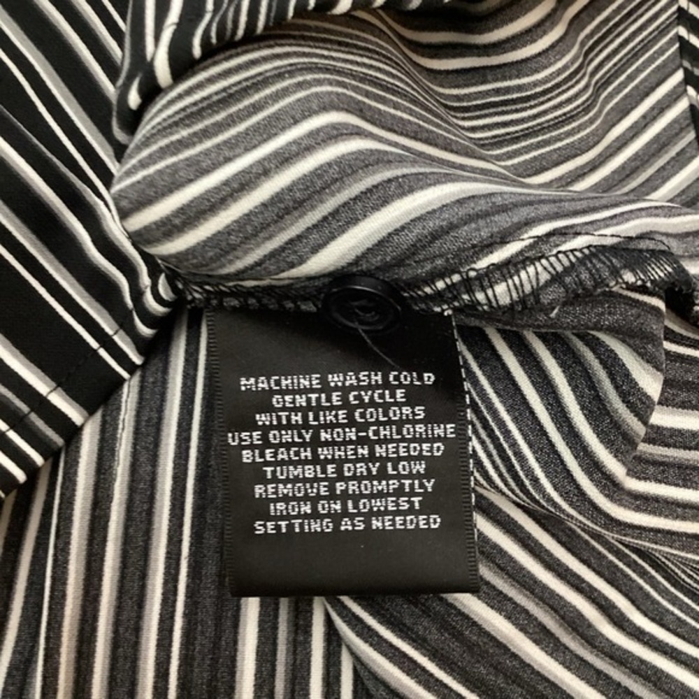 East 5th Black/Gray/White Polyester Stretch Striped Long Sleeves Blouse 1X - Picture 4 of 7